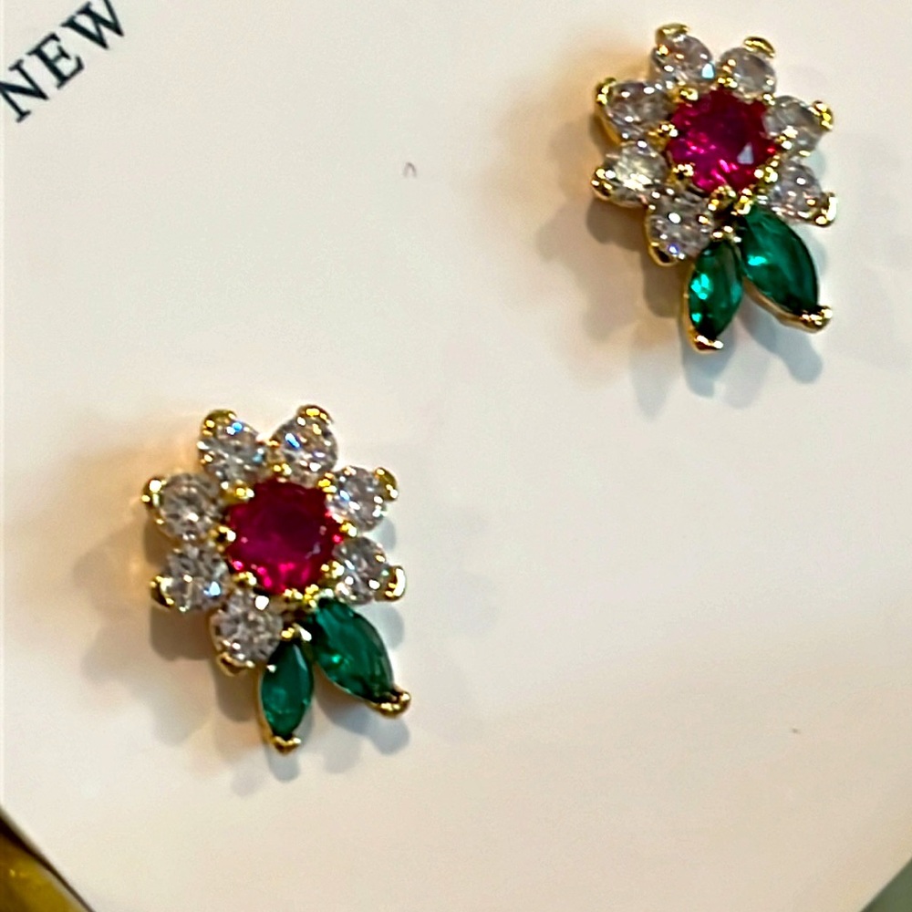 kate spade Red and Green Floral Earrings - Picture 2 of 3